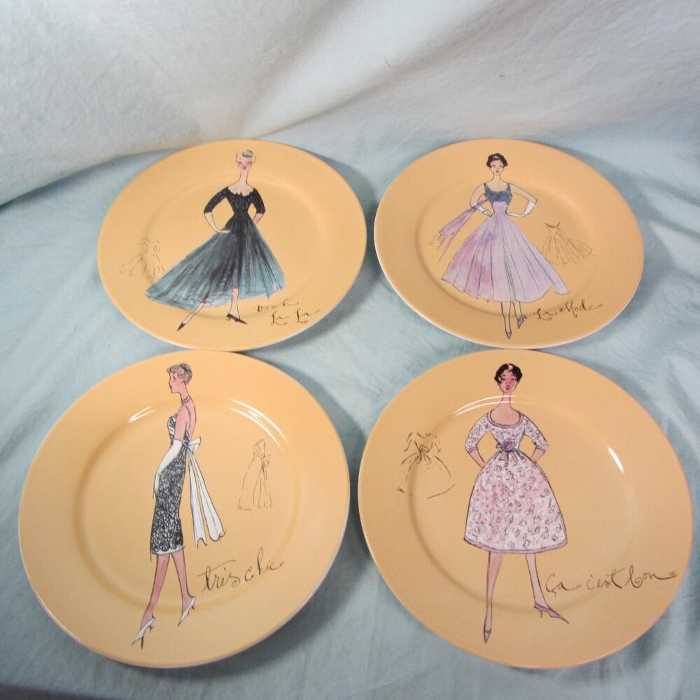 FOUR rosanna MCM fashion design plate la mode/la c'est bon/tres chic (w1422)